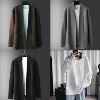 Áo cadigan nam tặng áo trong Sweater trắng