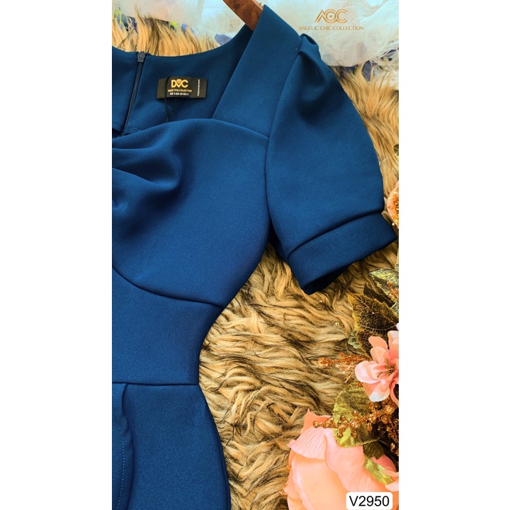 (KÈM ẢNH SÀN)VÁY XANH ĐÍNH CÚC NGỰC BÈO EO V2950 -DOLCE VIVA COLLECTION