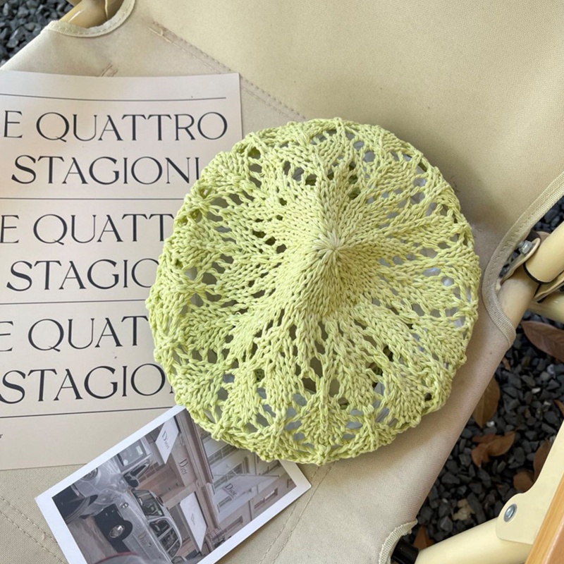 Mũ Beret Đan Bằng Rơm Thoáng Khí Thời Trang