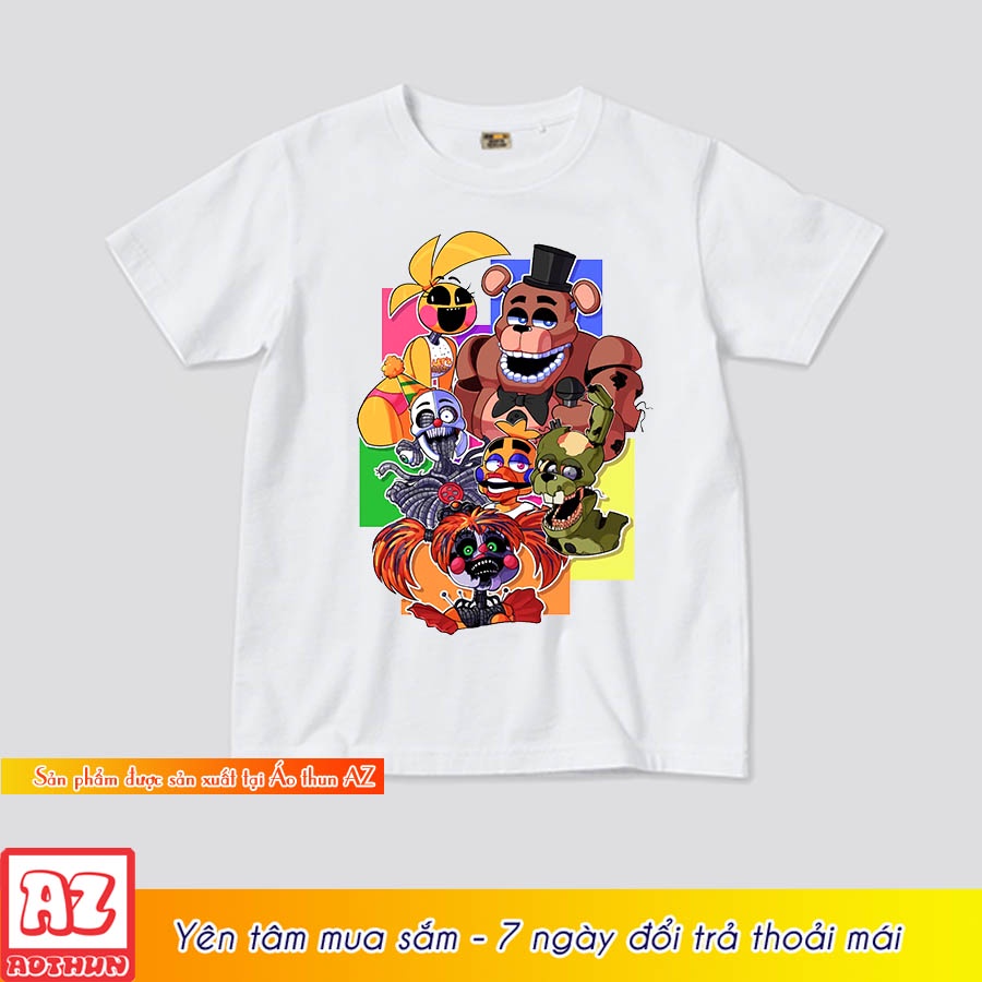 Áo thun trẻ em in hình five night at freddy fnaf màu trắng M3139