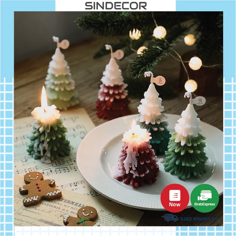 Nến thơm cây thông noel, nến sáp đậu nành thủ công decor phòng Sindecor