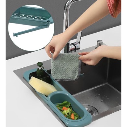 Thể Điều Chỉnh Kệ Để Đồ Rửa Chén, Giá Để Đồ Rửa Bát Đa Năng Có Móc Treo Khăn Tiện Dụng
