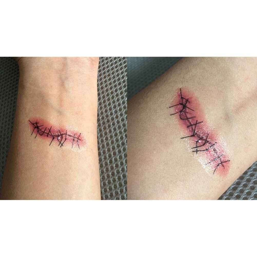 Hình xăm dán họa tiết đẫm máu 3D chủ đề halloween dùng làm phụ kiện hóa trang nghệ thuật/ trang trí cơ thể