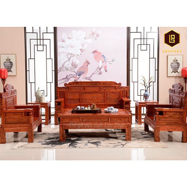 Bộ bàn ghế phòng khách bằng gỗ Lộc Phát - BG086