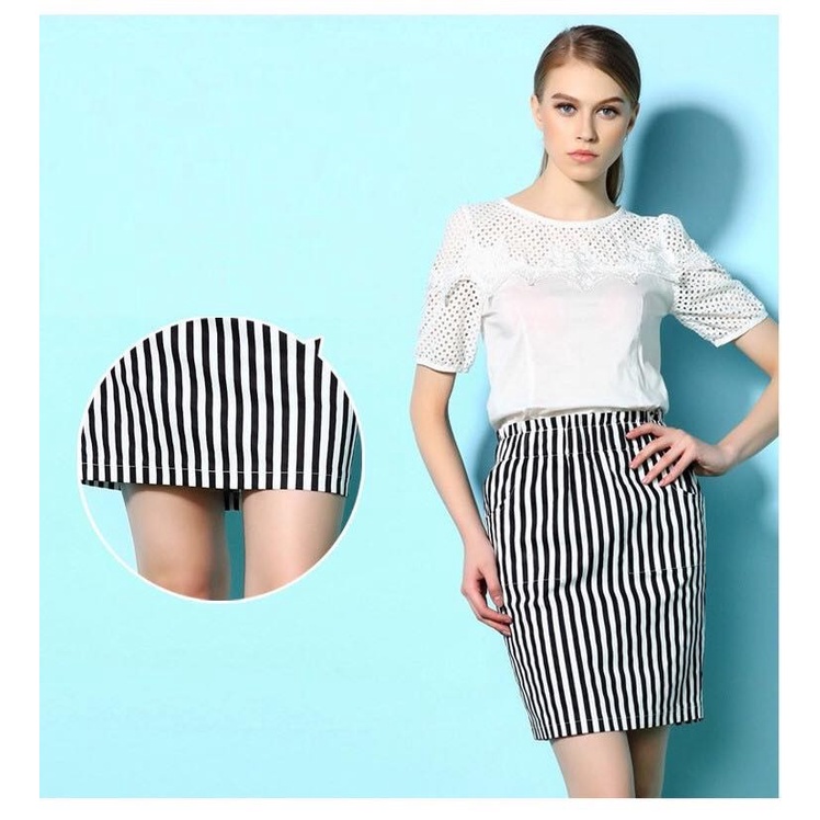 XY746 - Chân váy kẻ sọc lưng thun nữ hè hàng nhập