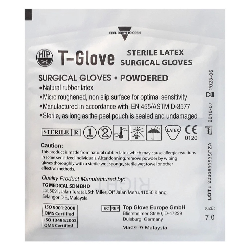 Găng phẫu thuật T-Glove - bao tay y tế tiệt trùng Malaysia Tglove- Găng tay vô trùng