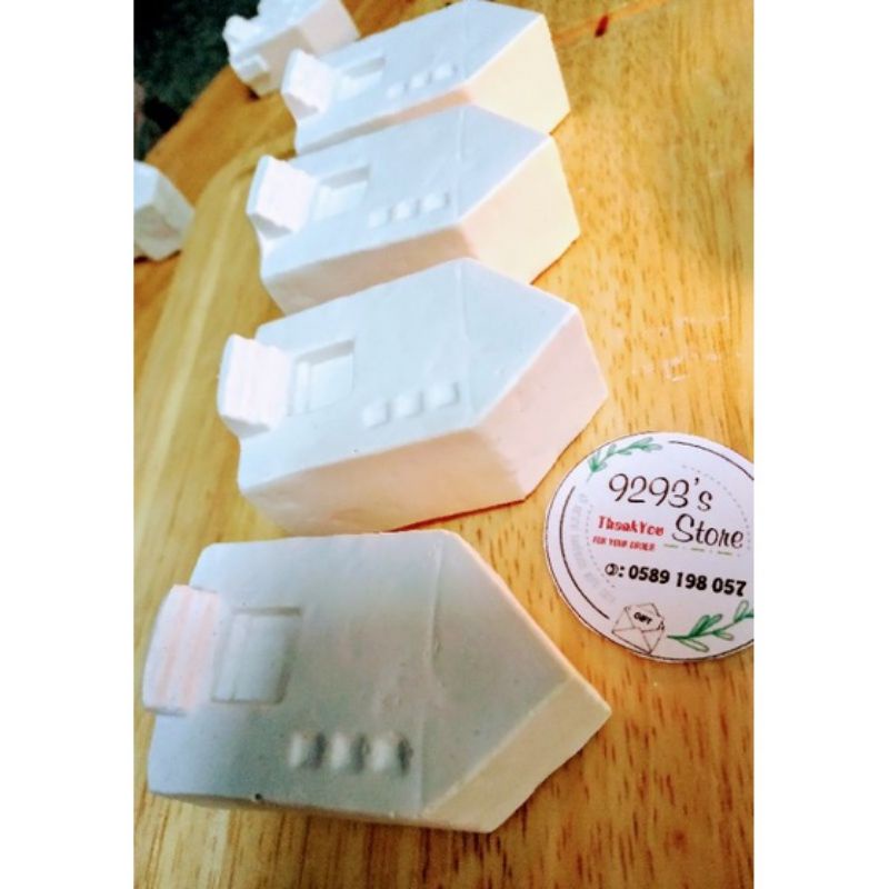 TƯỢNG TIỂU CẢNH THẠCH CAO TRANG TRÍ HÌNH NGÔI NHÀ CÓ THỂ TÔ TƯỢNG, VẼ MÀU NƯỚC LÀM QUÀ TẶNG