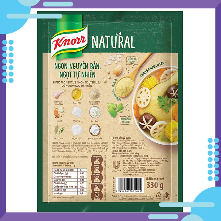 [ CÓ SẴN ] Bột nêm tự nhiên vị gà Knorr Natural gói 330g - Sib Market - SK0078