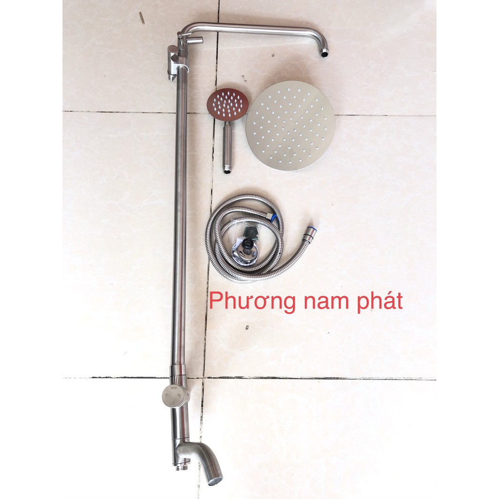 Bộ Sen Cây Tắm Đứng Lạnh INOX 304 N1010 và tay sen tắm và dây sen DÙNG CHO NHÀ CHỈ CÓ ĐƯỜNG NƯỚC LẠNH