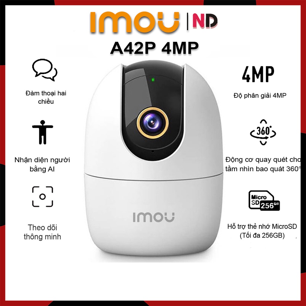 Camera Wifi IMOU Ranger A42P 2K 4MP Xoay 360, Đàm thoại - Hàng chính hãng