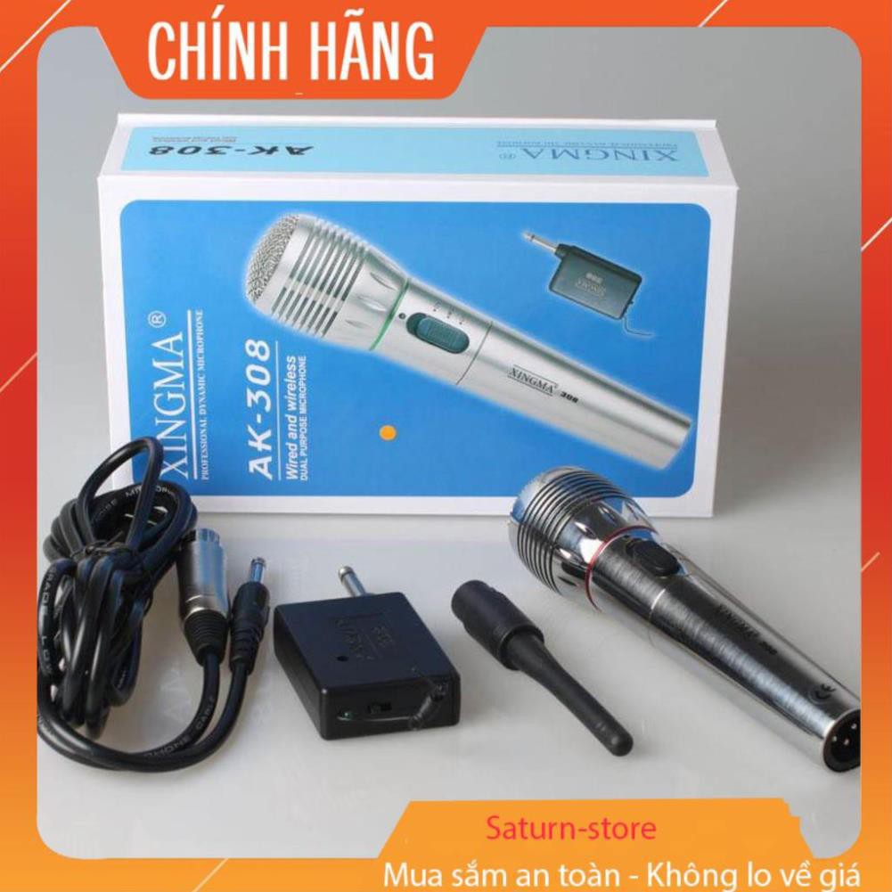 ⭐ Micro không dây kết hợp có dây 2 trong 1 đa năng giá rẻ Xingma AK-308G cao cấp, dùng cho âmly, loa kéo hát rong...