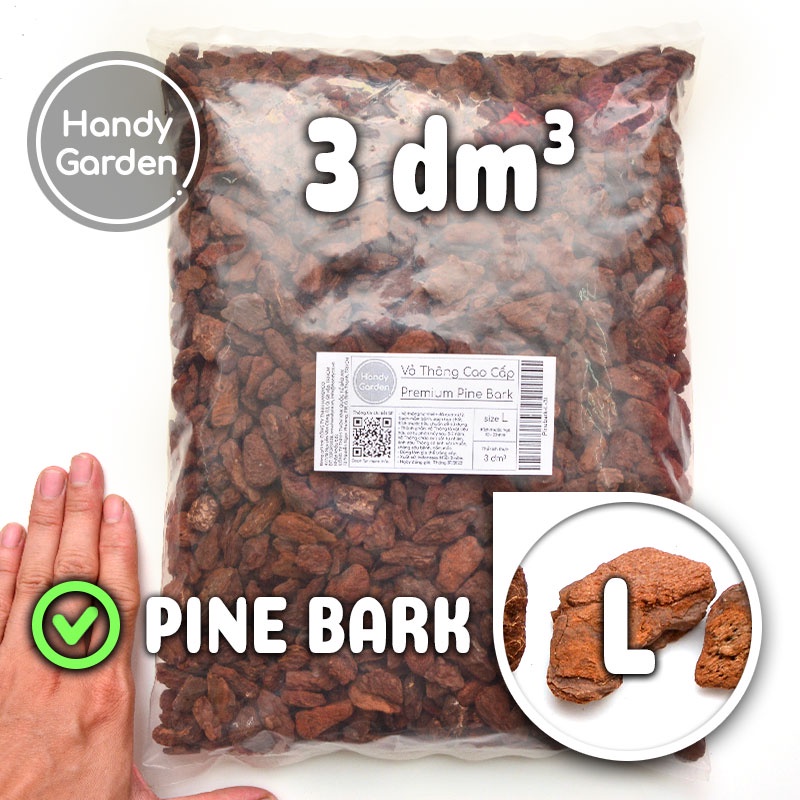 3dm³ Vỏ Thông Premium Pine Bark, nhiều size 2-5mm 5-10mm 10-20mm 20-30mm 30-50mm | Handy Garden