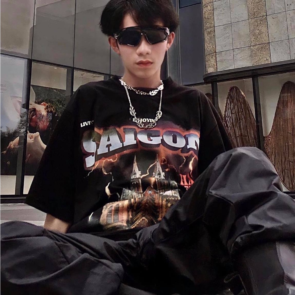 Áo thun tay lỡ unisex Hades SAIGON MOSSSHOP - Áo phông nam nữ phong cách hàn quốc ulzzang form rộng 65kg