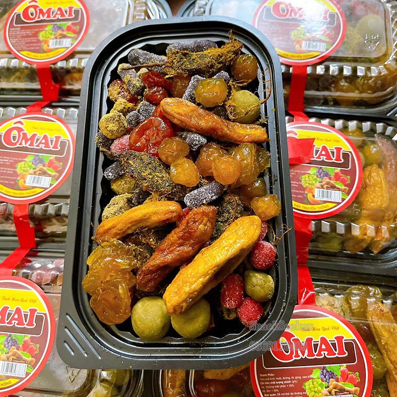 ( Hàng sẵn) HỘP 500GR Ô Mai Mix Gia Truyền 9_10 Vị Chua Ngọt - SNACKSEEKER - Đồ ăn vặt Ô Mai tuyển chọn