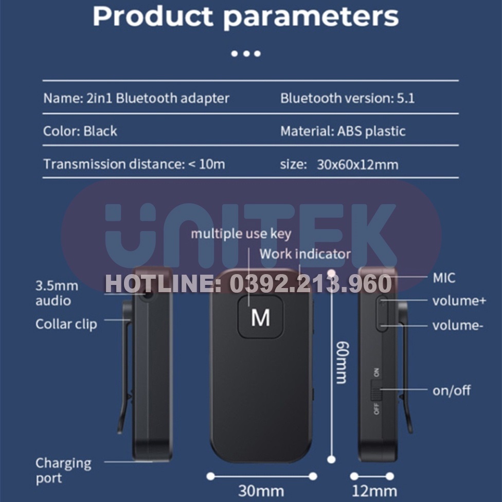 Bộ Thu Và Phát Âm Thanh BT03: Bluetooth 5.1 2 IN 1 Cho Xe Hơi: thiết bị.