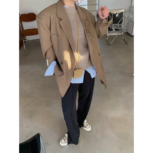 Áo khoác blazer cổ vest form rộng màu vintage