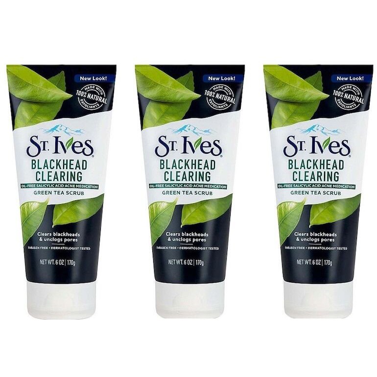 Sữa Rửa Mặt Tẩy Da Chết Sạch Mụn Đầu Đen ST.IVES Blackhead Clearing Green Tea & Bamboo Scrub 170g