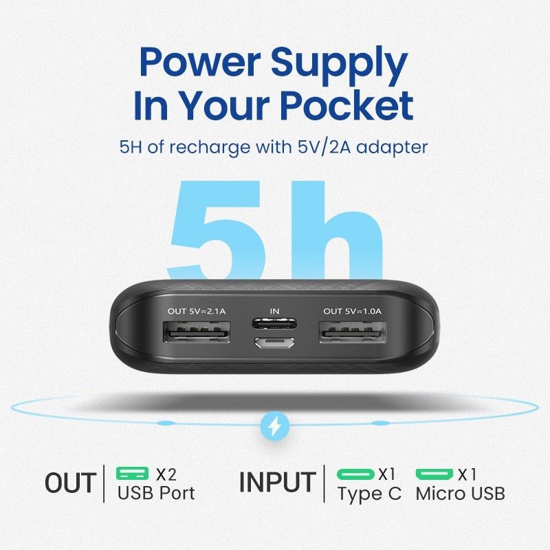 Sạc dự phòng 10000mAh UGREEN PB133 - 2 cổng sạc USB sử dụng cùng lúc 2