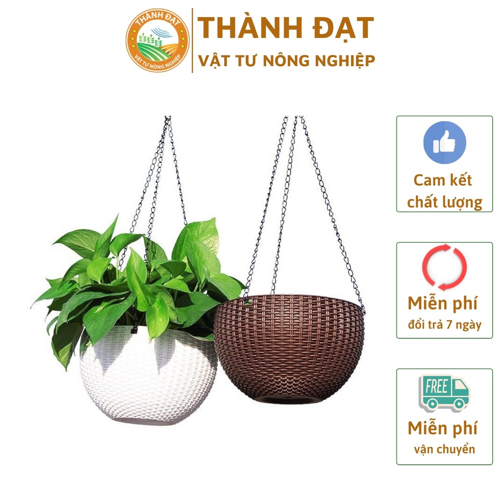 Chậu treo mây trồng hoa, trồng cây nhựa dẻo loại 1 (kèm quai treo)