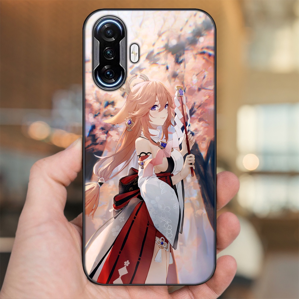 Ốp lưng Xiaomi K40 Gaming viền đen in hình Yae Miko Genshin Impact