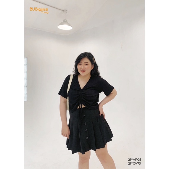 [Mã BMINC50 giảm 50K đơn 150K] Áo thun nhún ngực BIGSIZE 55kg đến 95kg - 21YAP08 - [BU Bigsize Young]