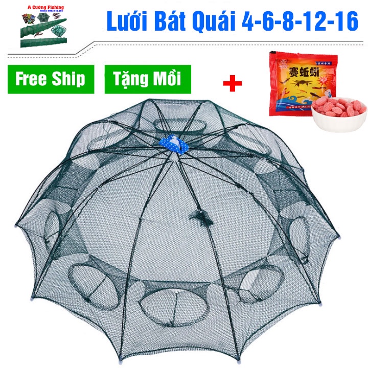 Lưới Đánh Bắt Cá Bát Quái 6 - 8 - 12- 16 Cửa A Cường + Tặng kèm 1 gói mồi bẫy tôm,cua,cá