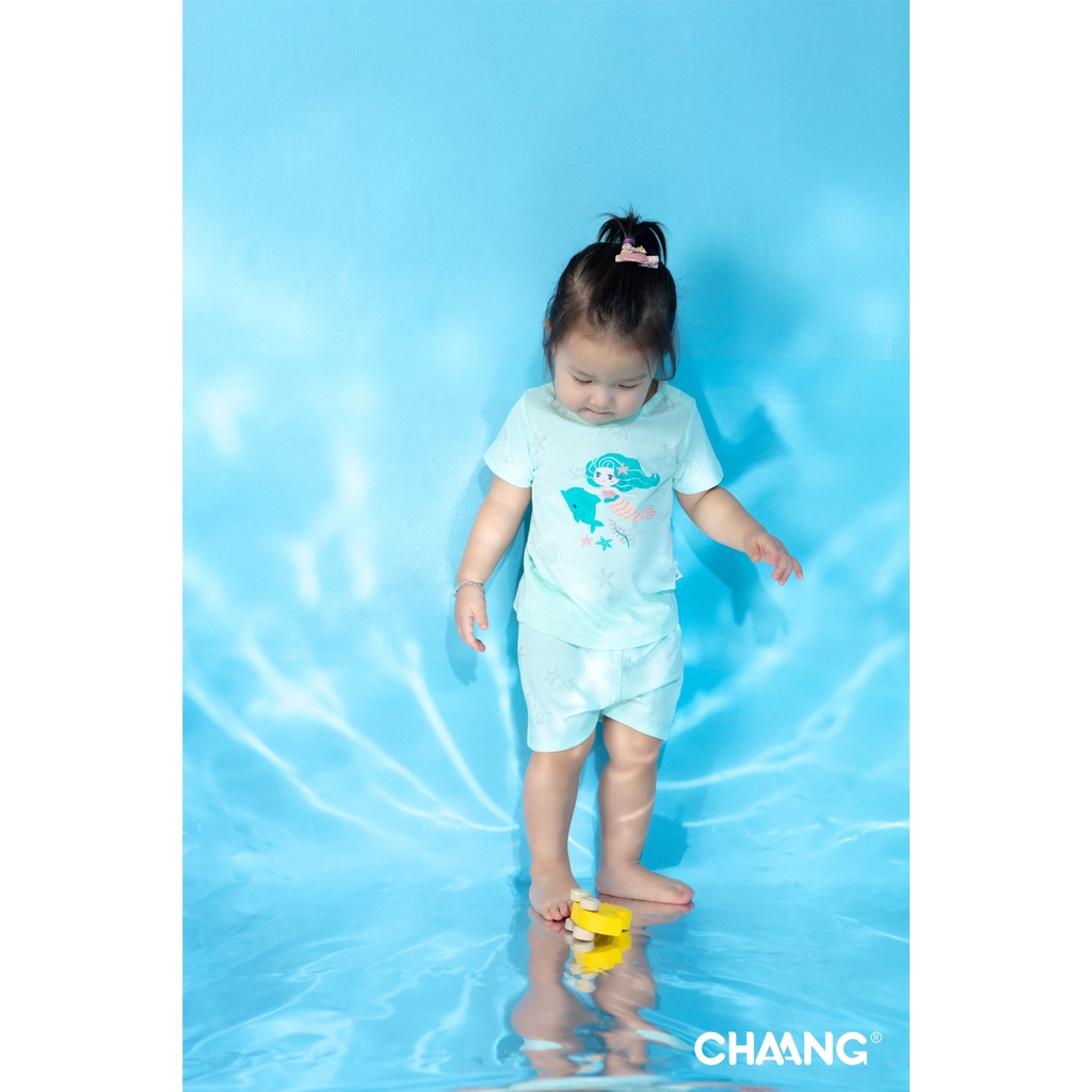 [RẺ VÔ ĐỊCH] Bộ áo cộc tay cúc vai quần đùi trẻ em họa tiết vân chìm The Sea Chaang