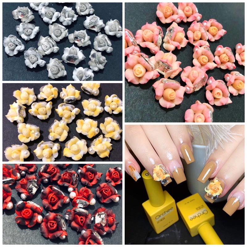 Hoa Bột Làm Nail- Hoa Hồng Đôi (giá 1 bông)