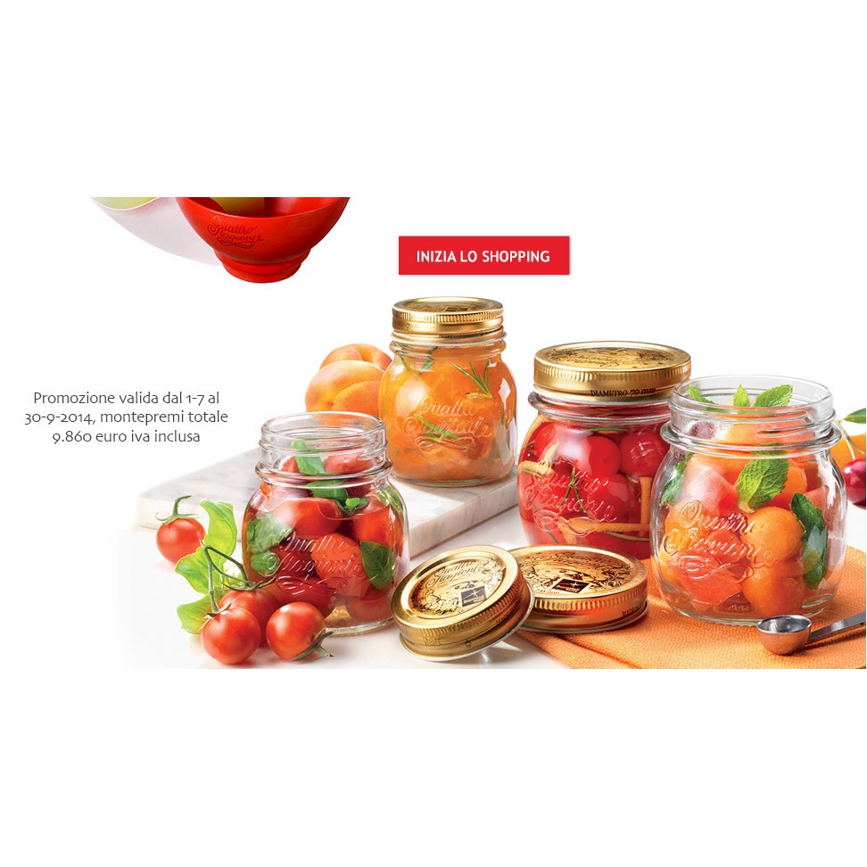 Hũ thủy tinh nắp vặn Quattro 150ml Italy