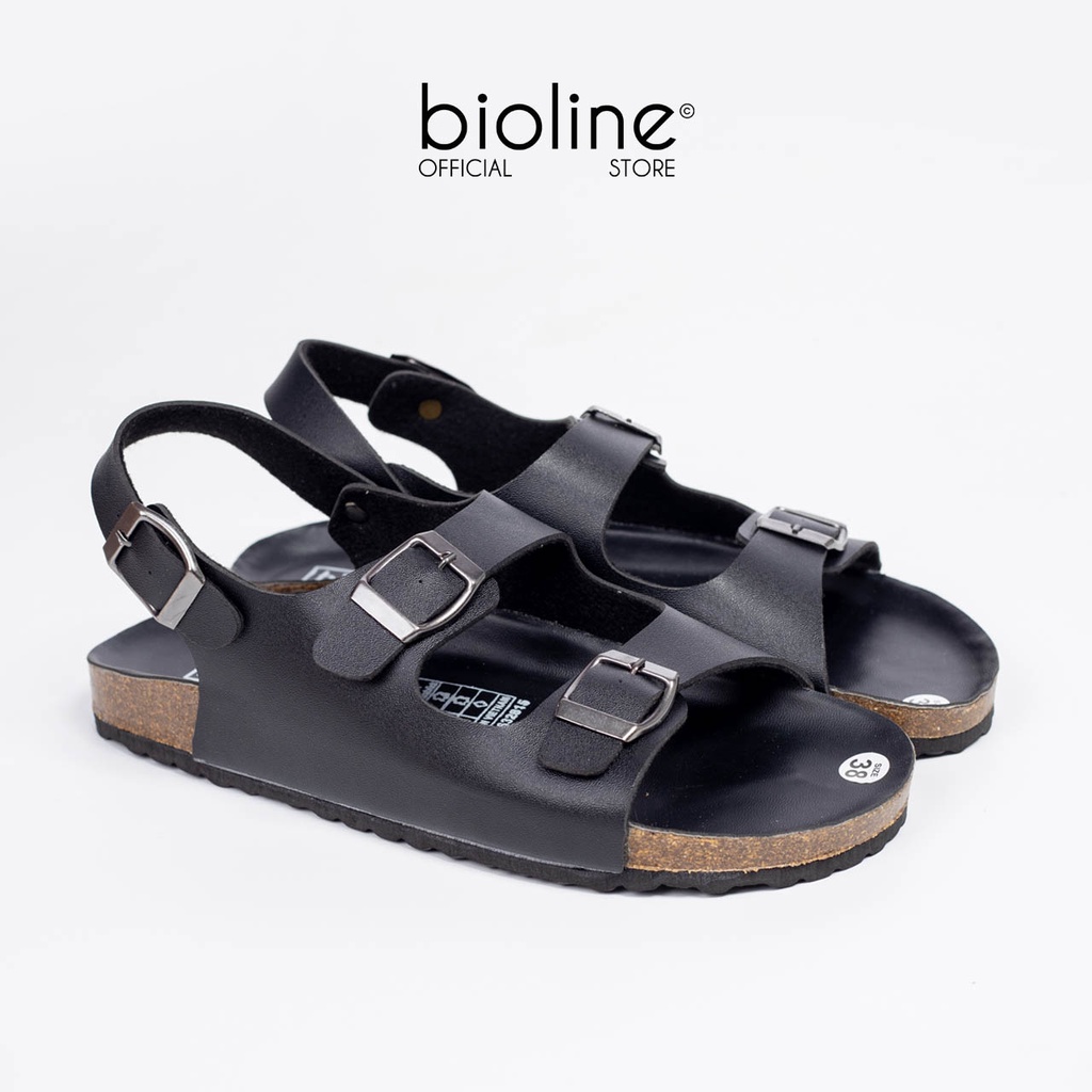 PUK02- Dép sandal đế trấu nam nữ BIRKEN Unisex, xăng đan quai hậu da PU chính hãng BIOLINE