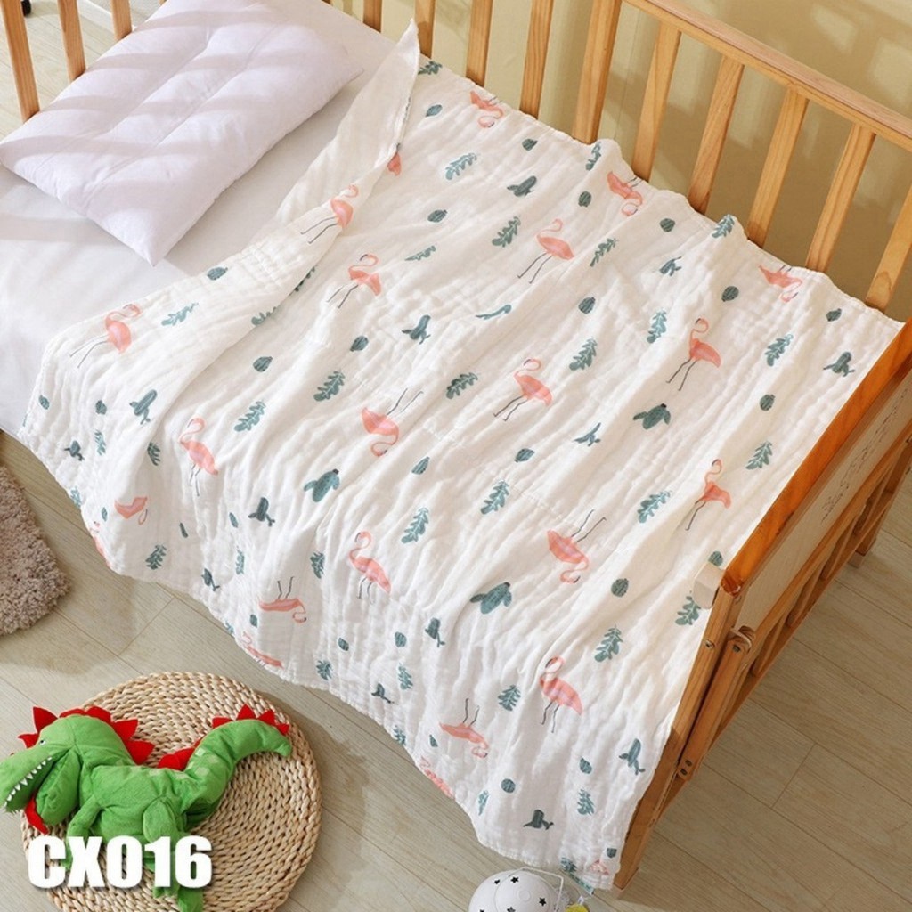 Chăn Hè Cho Bé Cotton Gân Tăm Nhăn Thoáng Mát 6 Lớp Mềm Mại A02