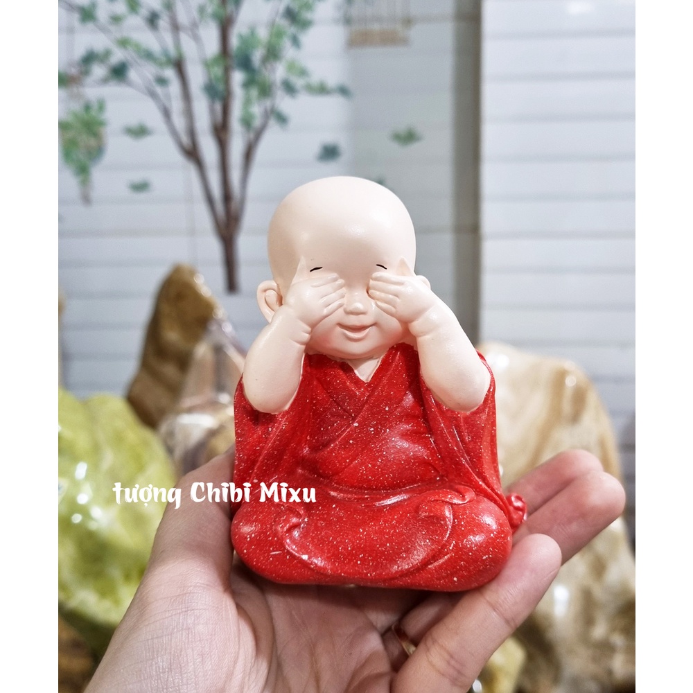 Bộ 04 tượng Tứ Không áo đỏ size 10cm