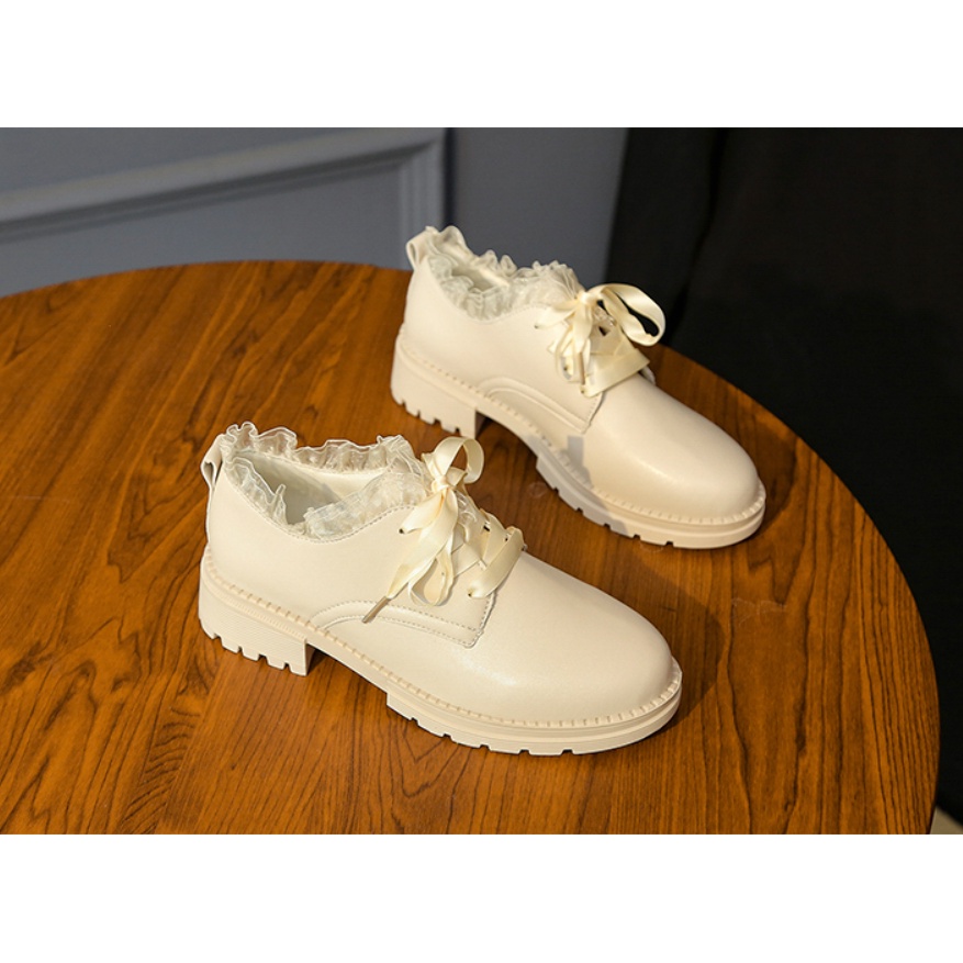 Giày LOLITA Giày Da Ren Hoa Đế Thấp 3CM Phong Cách Nhật Bản