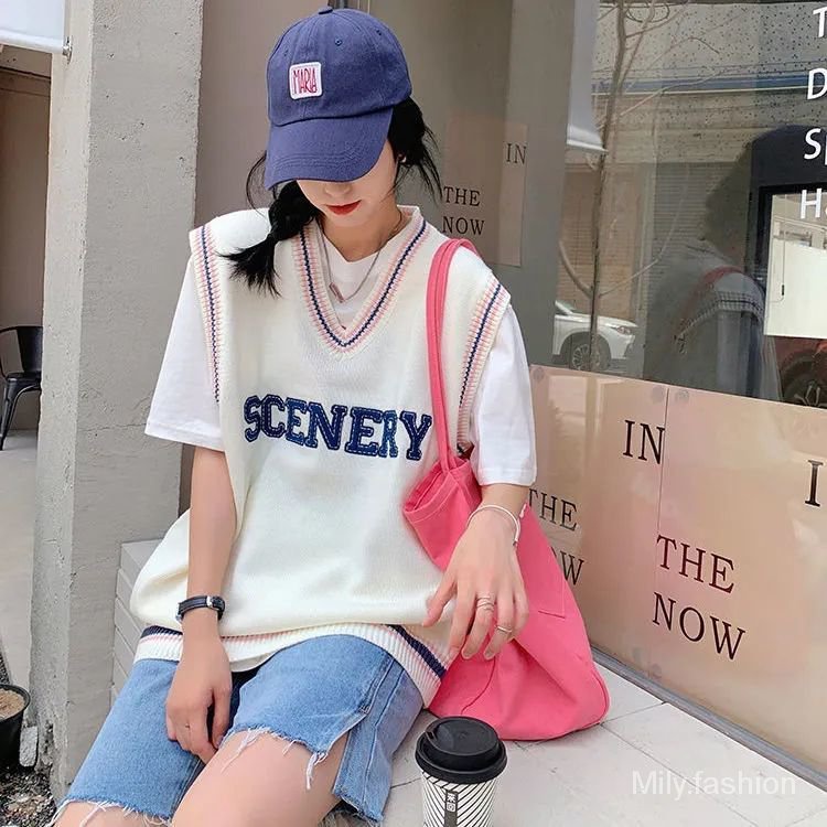 Áo Ba Lỗ Dáng Rộng In Chữ Phong Cách Hàn Quốc Thời Trang Mùa Thu Mới 2021 | BigBuy360 - bigbuy360.vn