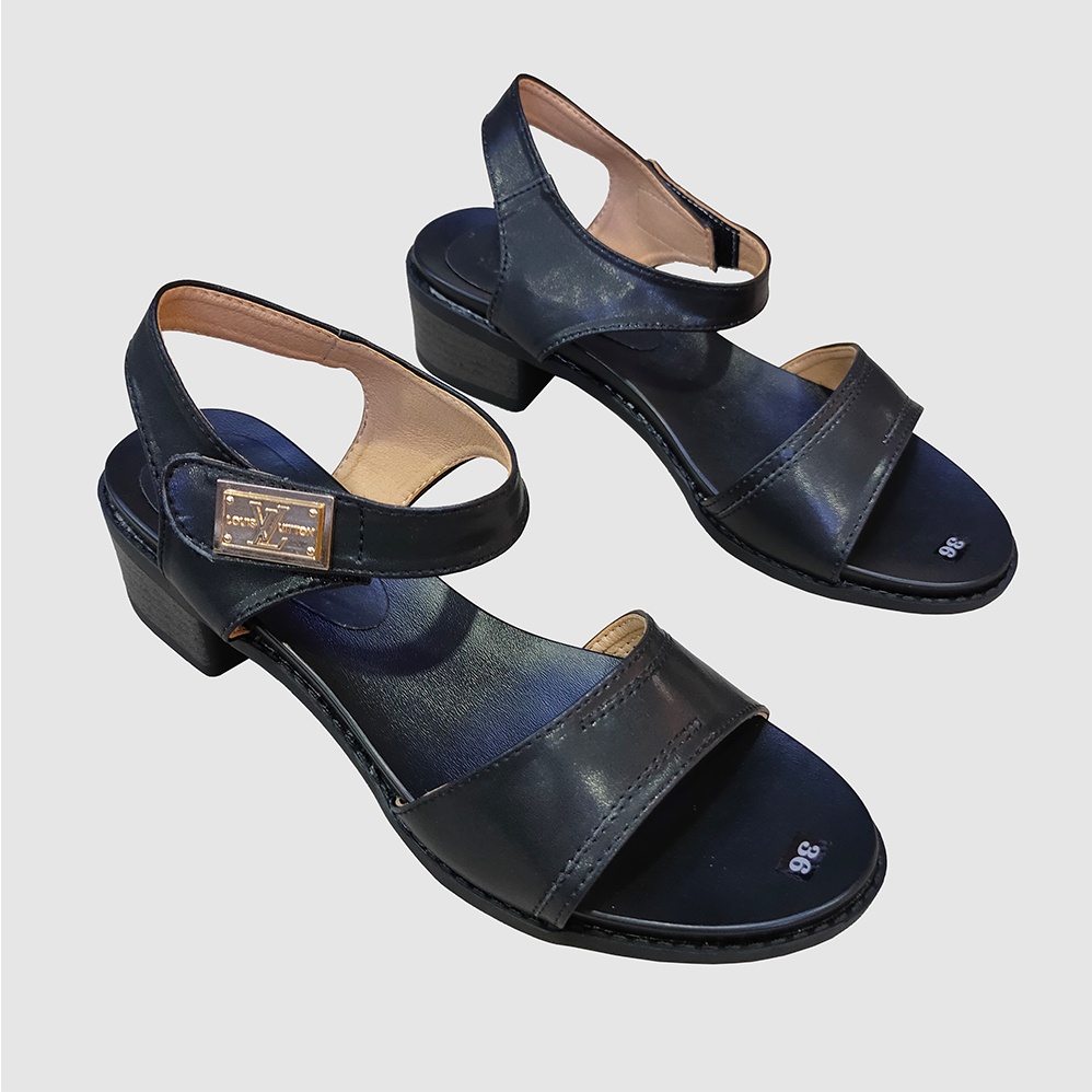 Giày Sandal nữ cao gót 4,5cm TiTi ĐÔ thời trang da bò thật cao cấp DNU2093a