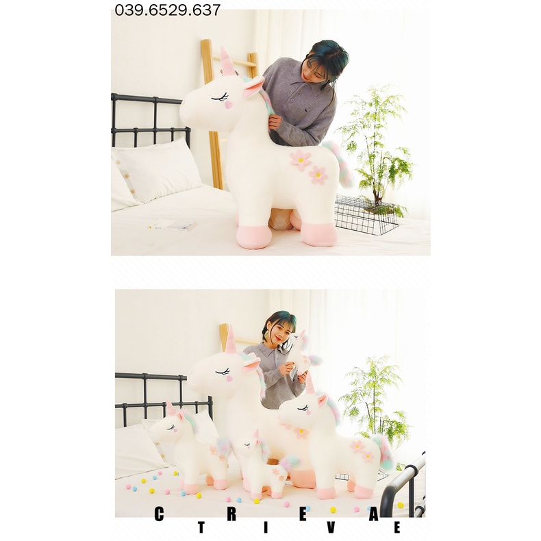 Gấu Bông Kỳ Lân Pony Lông Xù Má Trái Tim Dễ Thương Chất Bông Tinh Khiết An Toàn Cho Bé