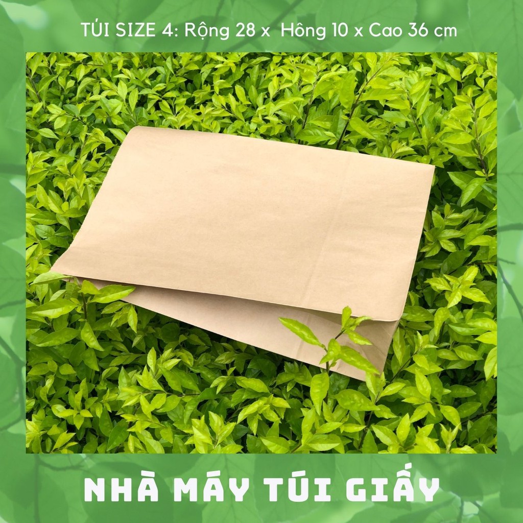 100 Chiếc TÚI GIẤY KRAFT SIZE 4: 28x10x36 KHÔNG QUAI ( ẢNH THẬT)