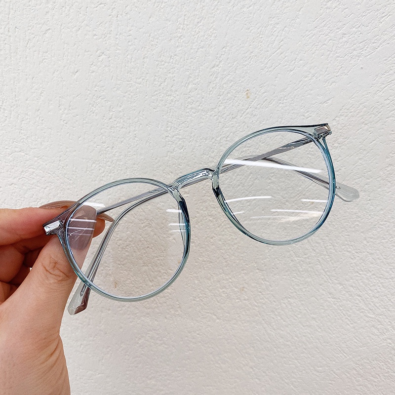 Mắt kính VIENDO gọng tròn tròng đổi màu trong suốt chống ánh sáng xanh thời trang có cắt kính cận theo yêu cầu