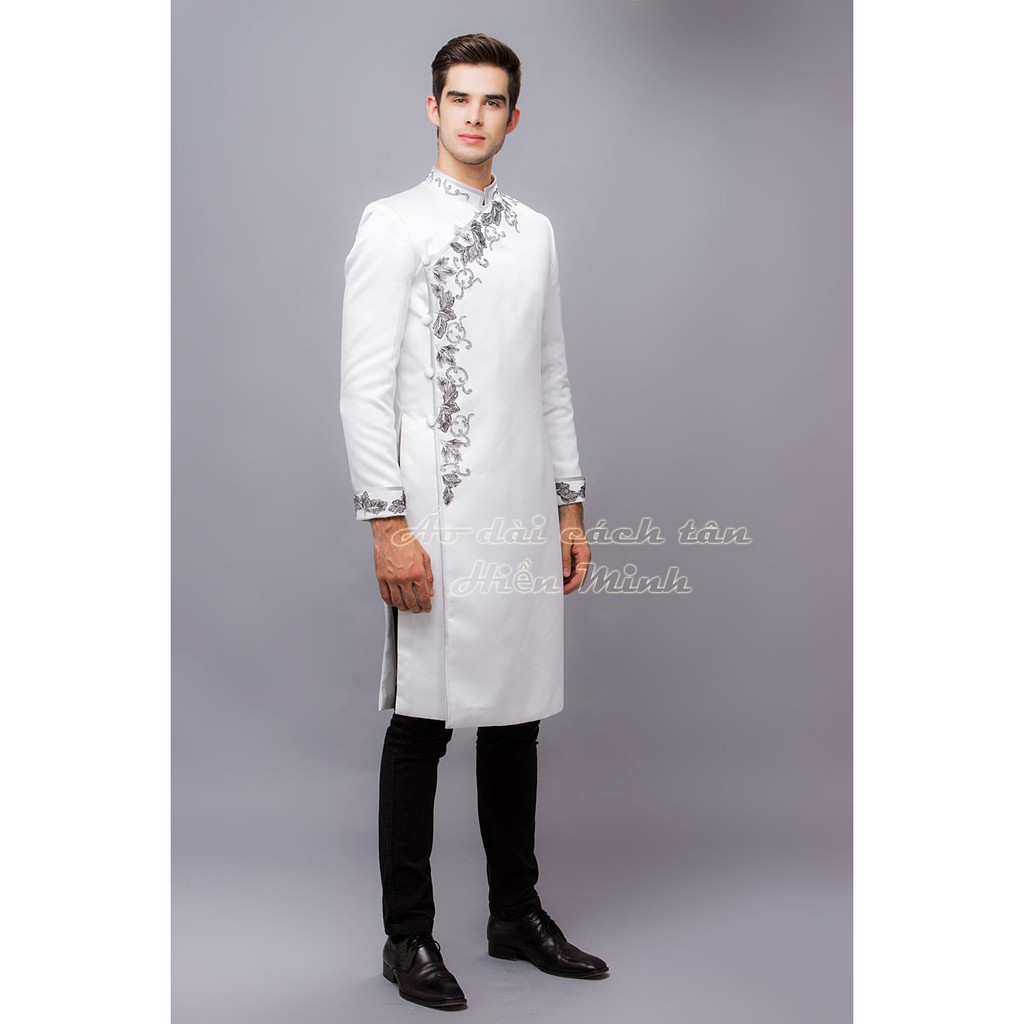 Áo dài nam cách tân hoạ tiết thêu