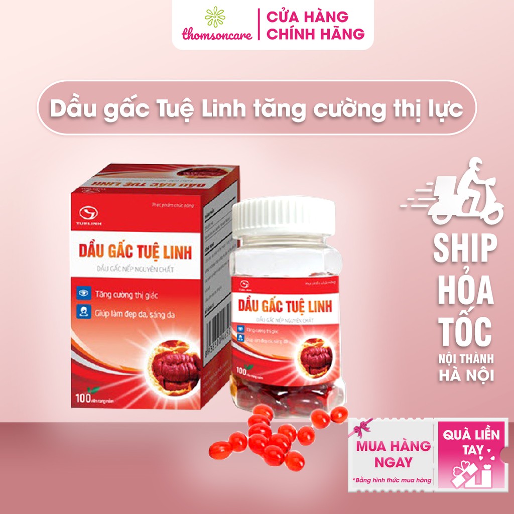 Dầu gấc Tuệ Linh - Giúp sáng mắt đẹp da - Chính hãng Tuệ Linh - Mẫu mới, hộp 60 viên