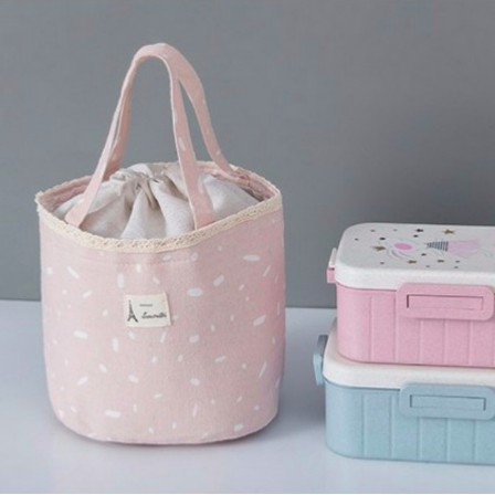 Túi đựng cơm tròn KEEP khoá kéo, vải Oxford cổ điển, chống thấm, có lót nhôm giữ nhiệt