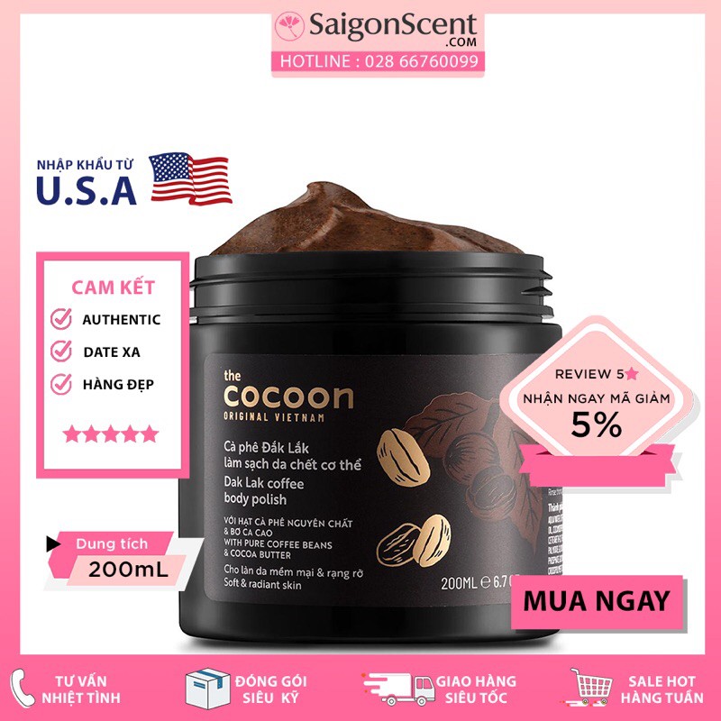 [Mã SKAMSALE8 giảm 10% đơn 200K] Tẩy Tế Bào Chết Body Cocoon Cà Phê Đắk Lắk ( 200mL ) | BigBuy360 - bigbuy360.vn