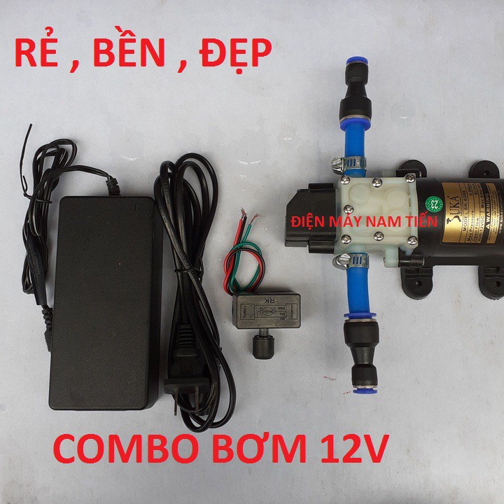 Bộ Máy bơm mini áp lực 12V công suất cao đủ bộ có rơ le tự ngắt , máy bơm nước mini 12v áp lực cao - (bơm tăng áp mini 1