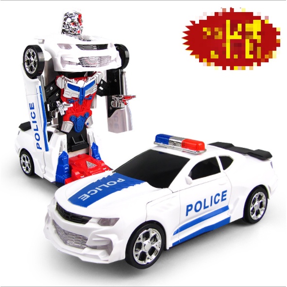 [Hàng Sẵn] Đồ Chơi Robot Cảnh Sát Điện Tử Biến Hình Thông Minh 2in1