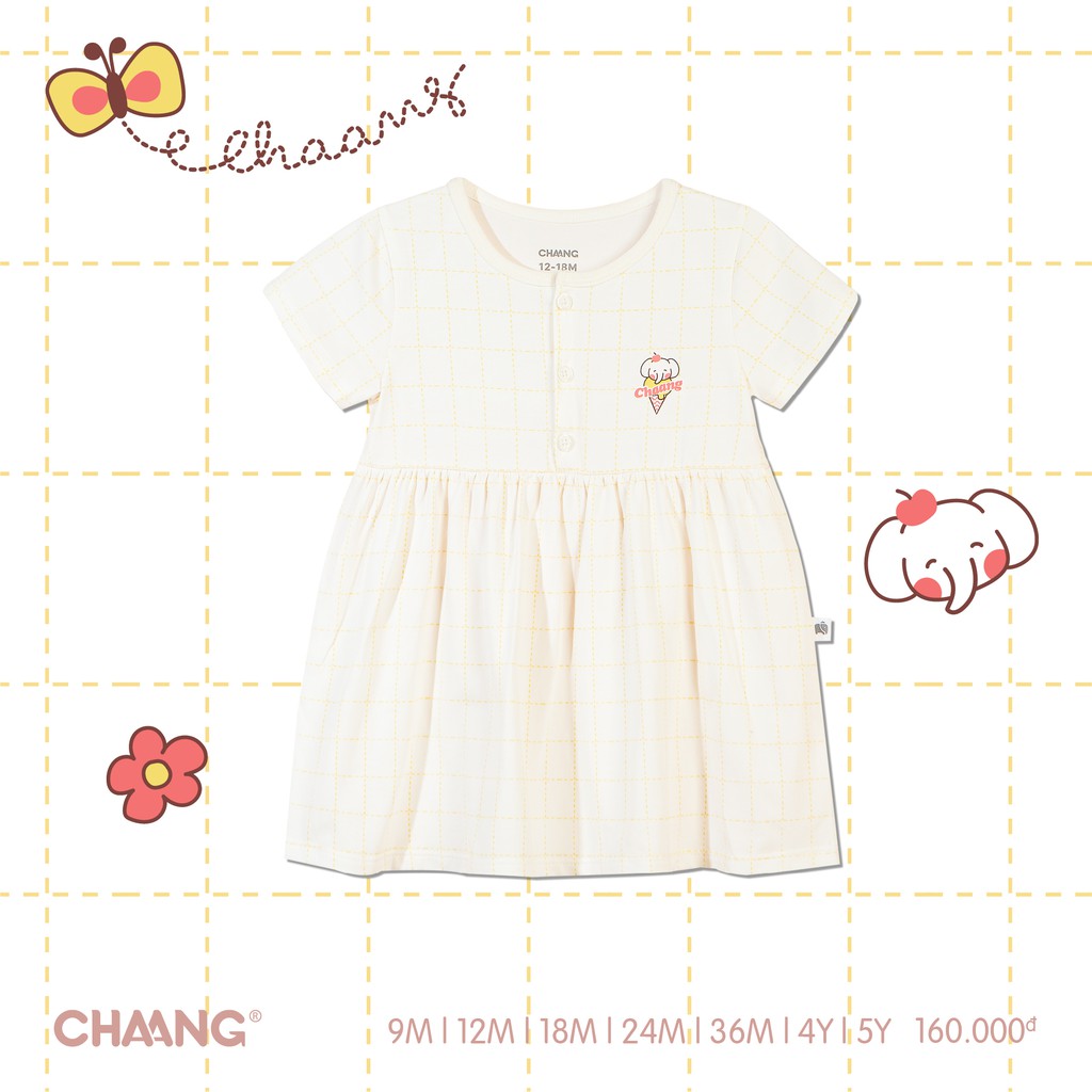 Váy Đầm Cotton Cho Bé Summer Caro Vàng Chaang Babychumchum Từ 9 Tháng- 5 Tuổi