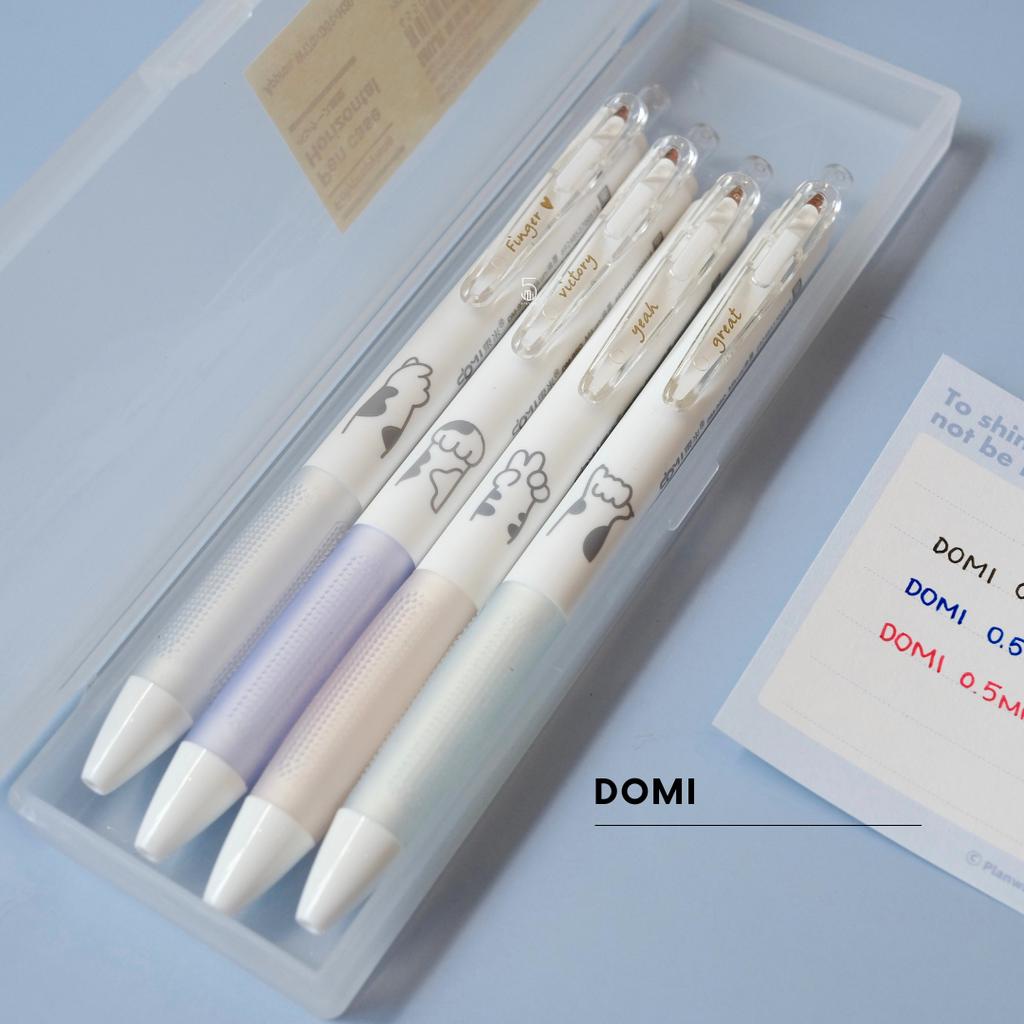 Bút Gel Bấm Domi Mực Đen Ngòi 0.5mm Có Đệm Tay Vỏ Có Hình Tay Mèo DM950