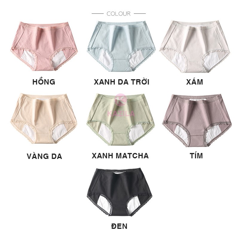 Quần lót nữ cotton cao cấp kẻ sọc sinh lý nữ thời kỳ kinh nguyệt, quần chip nữ chống rò rỉ Kazila QLH22