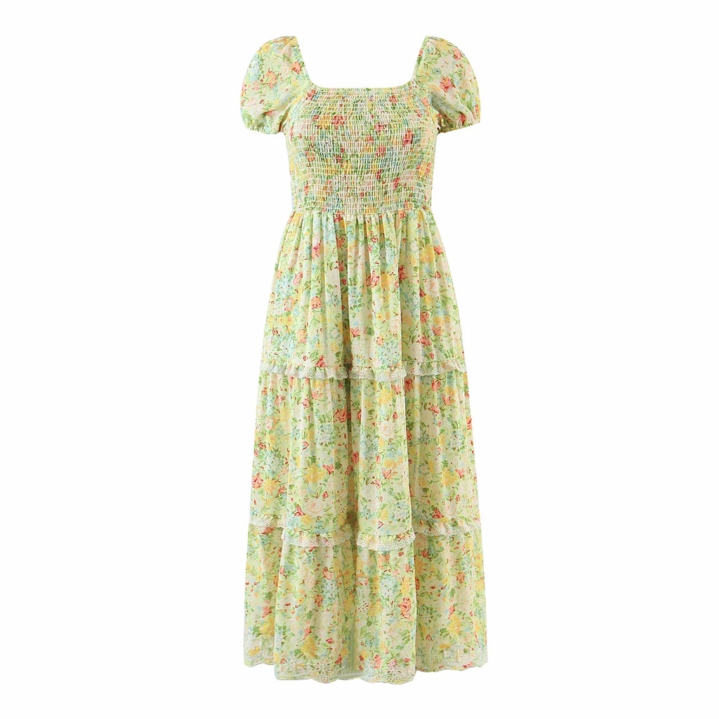 Đầm Zara hoa nhí dáng xòe maxi DH1NXG93N10