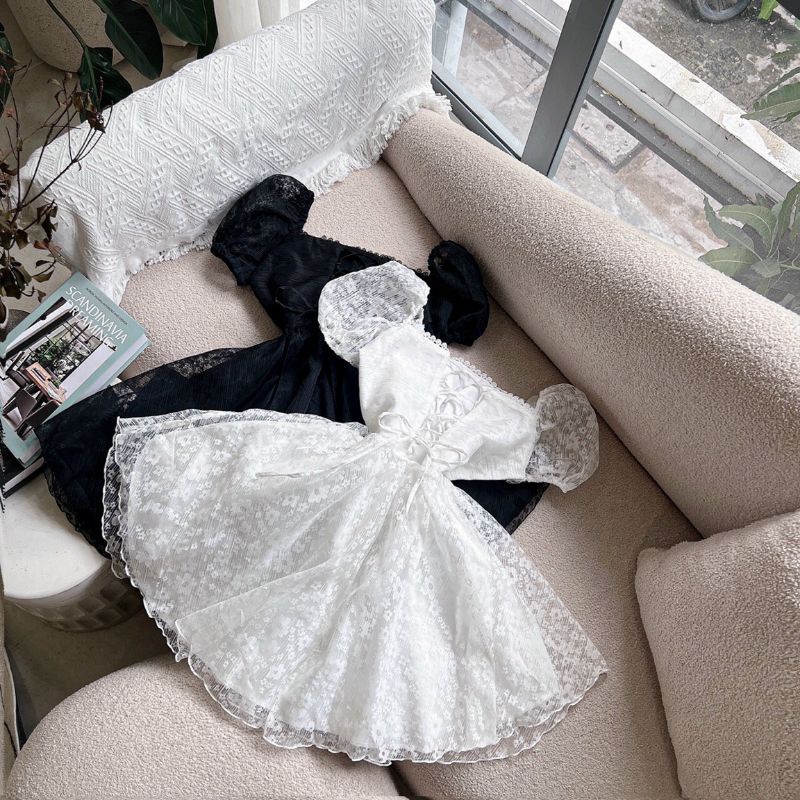 Đầm dự tiệc ren hoa đan lưng Sofia Dress