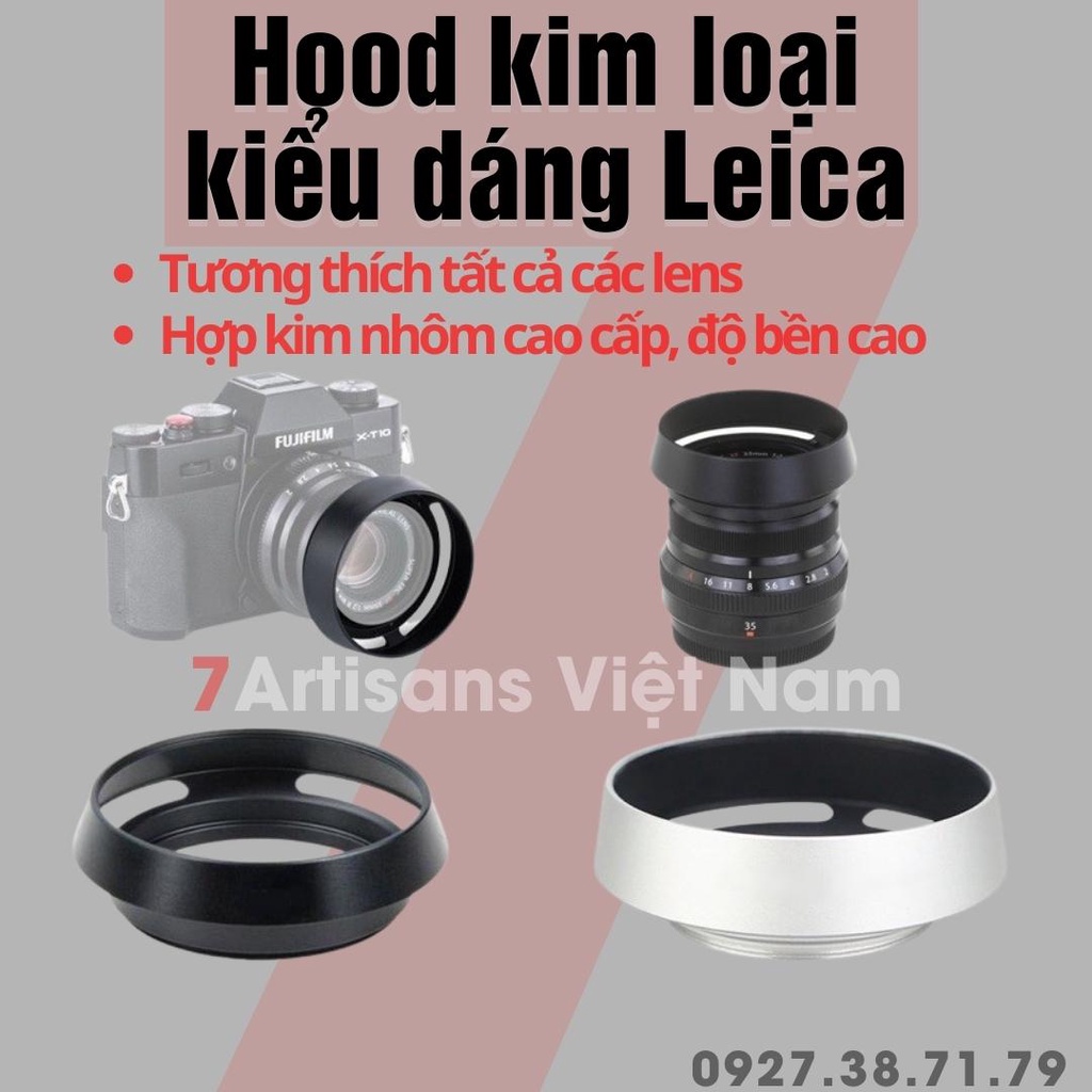 [CÓ SẴN] Hood kim loại tròn dáng Leica dành cho lens Fujfilm XF 35mm F2, Fujfilm XC 35mm F2, Fujfilm 23mm F2